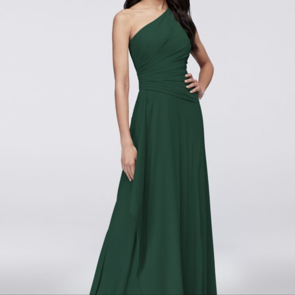 David's Bridal Georgette One Shoulder Dress in Gem